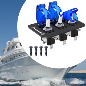 SPST <span class=keywords><strong>3</strong></span> Gang panneau d'interrupteur à bascule à bascule 12V 20A voiture de course robuste 3Pin marche/arrêt LED bleue illuminée couverture de sécurité étanche - Product Image 4