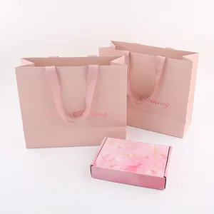 Chinese New Year Reusable Shopping With Handle Business Paper Bags For Hair Extension Packaging