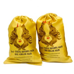 Pochette de rangement pour perruque en satin biodégradable de luxe avec logo personnalisé, fermeture à cordon – Réutilisable, durable, cadeau promotionnel pour les cheveux - Product Image 1