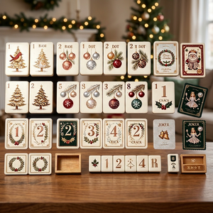 Juego de Mahjong de Madera con Temática Navideña, Hecho a Mano, Estilo Clásico para 4 Jugadores, Juego de Mesa para Interiores con Cartas Joker - Product Image 4