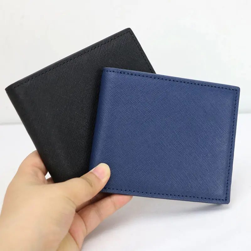 Slim designer genuine saffiano wallet leather men card case business leather wallet