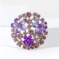 Bros Bunga Bulat Vintage Ukuran Campuran Kristal Rhinestone Pin Bunga Logam Paduan Unisex Dekorasi Hadiah untuk Pakaian Sehari-hari