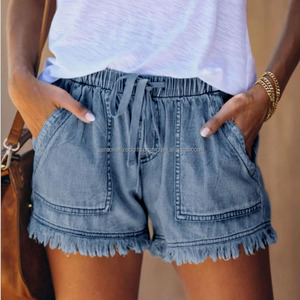 Short Décontracté En Denim Pour Femme Taille Haute Bermuda En Jean Ete Pantalon Droit Chic Denim Shorts En Jean Large Taille Élastique Short En Denim