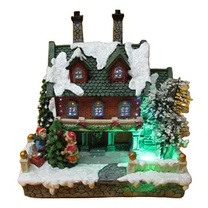 Best Sale Christmas Village Houses Resin Material House Figurines Custom
