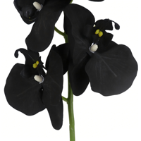 Batang Anggrek Hitam Palsu Cabang Panjang Bunga Phalaenopsis Buatan, 6 Bunga Sentuhan Asli Kelopak Gelap untuk Vas Rumah Dekorasi Bunga
