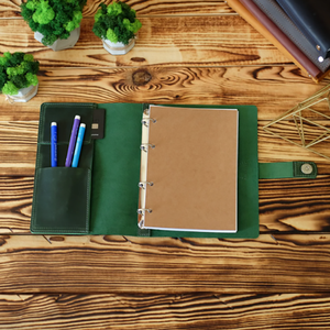 Кожаная Обложка для ноутбука А5 со слотами, персонализированная Кожаная Обложка для журнала с кольцом, перезаправляемая Обложка для книг, офисные подарки - Product Image 2