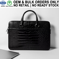 Housse pour ordinateur portable en similicuir gaufré crocodile, fabrication OEM, faite à la main, personnalisée, pour tablette, portefeuille professionnel de bureau