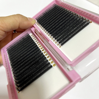 Extensions de cils en velours cachemire, volume méga facile à éventailer, cils synthétiques faits à la main, logo personnalisé, noir foncé, plateau de cils
