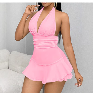 Nuovo <span class=keywords><strong>Abbigliamento</strong></span> Femminile, Elegante Abito Estivo Casual da <span class=keywords><strong>Donna</strong></span>, <span class=keywords><strong>Sensuale</strong></span> Vestito Corto con Scollo a V Profondo, Abito Senza Spalline Aderente - Product Image 3
