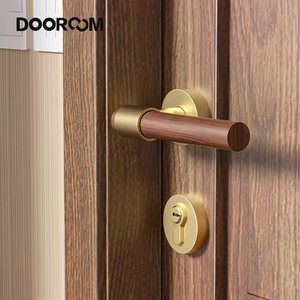 Dooroom Fabricants de serrures de <span class=keywords><strong>porte</strong></span> en laiton pour la maison, ensemble de poignées de <span class=keywords><strong>porte</strong></span> en bois grainé de luxe léger pour hôtels et appartements - Product Image 2