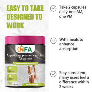 Cápsulas supresoras del apetito OEM ODM para mujeres. Cápsulas con extracto de azafrán y té verde que apoyan el apetito, la energía y el estado de ánimo equilibrados. - Product Image 4