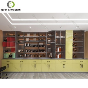 Comptoirs de présentation pour magasin de cosmétiques SHERO DECORATION, étagère jaune avec bande lumineuse LED, mobilier de présentation pour la vente au détail - Product Image 2