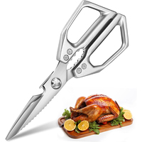 Ciseaux de cuisine multifonctionnels avec logo personnalisé, en acier inoxydable, robustes, avec poignée en alliage d'aluminium