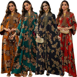 Abaya Musulmana para <span class=keywords><strong>Mujer</strong></span>, Vestido Largo Bordado con Estampado Floral, Ropa Islámica, Caftán Árabe, Túnica <span class=keywords><strong>de</strong></span> Moda, Vestido para <span class=keywords><strong>Mujer</strong></span> <span class=keywords><strong>de</strong></span> Talla Grande - Product Image 1