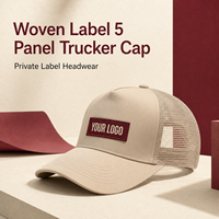 Gorra trucker de 5 paneles con etiqueta tejida, gorra de béisbol de algodón con malla frontal, ajustable, estilo streetwear, marca privada, venta al por mayor
