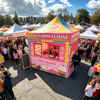 Tentes d'extérieur, tentes de salon professionnel, tentes personnalisées, résistantes au feu, en tissu Oxford 600D, pour stand alimentaire