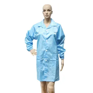 Chống Cháy Polyester Labcoat ESD An Toàn Quần Áo Phòng Sạch Mưa Kim Ngón Tay Tấm Máy UV Chống Tĩnh Điện Lớp Phủ May Mặc