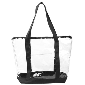 Clear PVC Tote Bag Waterproof Zipper Closure Fashion Transparent <b>Handbag</b> For Sports Supply - Product Image 1