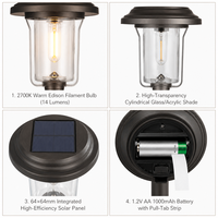 Lampe solaire de jardin 55 cm en acier inoxydable noir, éclairage de chemin 2700K 14lm IP67 avec capteur de lumière pour cour et patio