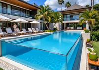 Verre trempé de sécurité stratifié 6-20 mm pour piscine de villa, barrière transparente pour piscine avec service de perçage