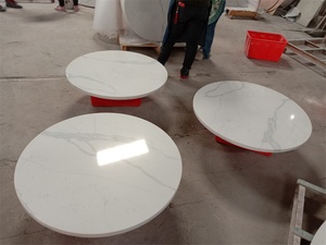 Mặt Bàn Thạch Anh Marmi Misterio Calacatta Laza Đá Nhân Tạo Màu Trắng Thạch Anh Quarzo Quarzo OEM/ODM Mặt Bàn Cà Phê Tròn - Product Image 6