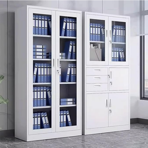Librería de Oficina de Acero Contemporánea y Resistente en Oferta, 4 Puertas Corredizas de Vidrio Ajustables, Archivador para Oficina en Casa, Escuelas - Product Image 5