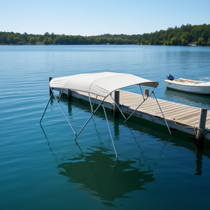 Auvent de bateau gris clair à 4 arceaux, 96"Lx85-90"Wx54"H, pour bateaux de 14' à 18' - Product Image 2