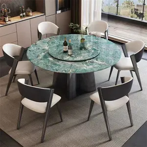 Tavolo da pranzo rotondo in marmo italiano personalizzato di lusso moderno e moderno tavolo in marmo di fascia alta con base quadrifoglio in acciaio inossidabile