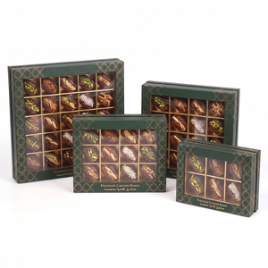 Boîte cadeau personnalisée en carton recyclable avec couvercle et base, pour baklava et dattes, avec fenêtre transparente, design gratuit - Product Image 1
