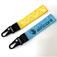 Lanière de bracelet de clé d'usine directe crochet d'aigle lanière de poignet courte en polyester tissé jacquard sangle de porte-clés personnalisée