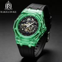 RAKSA DUKE Reloj Automático para Hombre, Esqueleto Transparente, Correa de Silicona, Resistente al Agua 3ATM