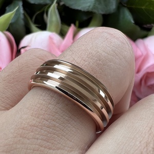 Coolstyle Jewelry In Stock anello vuoto In tungsteno In <span class=keywords><strong>oro</strong></span> <span class=keywords><strong>rosa</strong></span> da 8mm per intarsio personalizzato con scanalature tripli da 1.1mm Domed Comfort Fit - Product Image 6