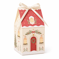 Scatole di Carta Personalizzate per Caramelle e Biscotti Natalizi, Design a Forma di Casa per Regali e Snack Festivi