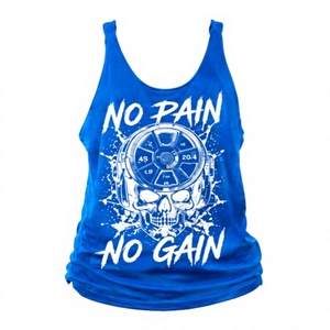 เสื้อกล้ามผู้ชายพิมพ์ลาย No Pain No Gain สีดำ ผ้าฝ้าย ลำลอง คอวี แขนกุด สำหรับออกกำลังกาย ฟิตเนส - Product Image 3