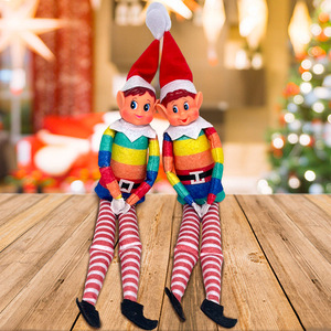 Hot-bán mới giáng sinh mũi dài ELF búp bê bức tượng chân dài ngồi tư thế kệ sách trang trí trang trí cây nhà máy - Product Image 3