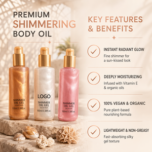 HKH Custom Glitter Shimmer Moisturizing Body Oil OEM/ODM Manufacturer Supply Natural Organic Vitamin E Nourishing Glow Low MOQ - Product Image 2