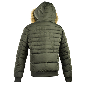 Hommes Vert <span class=keywords><strong>Armée</strong></span> En <span class=keywords><strong>Cuir</strong></span> Véritable Haute Qualité Hiver Doudoune Avec Fourrure Véritable Ligne de Capot - Product Image 2