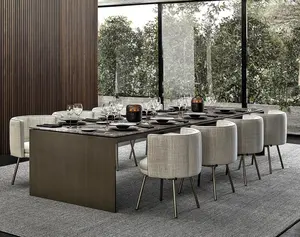 Modern Italian Style Dining Room Furniture Rectangular Dining Table And Chairs Set Wooden Large Dining Set