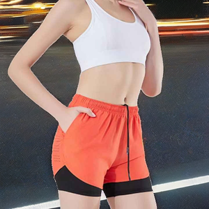 2-in-1 Men's Bermuda Shorts Casual Solid Reflective Strip <b>Mid</b> Waist Double <b>Layers</b> Laser Punched Zip Pocket Quick Dry Breathable - Product Image 2