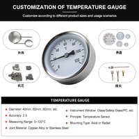 High Quality Factory Sales OEM Stainless Steel Easy Reading Industrial Bimetal Temperature Gauge IP65 Rated Anti-Burn Protection