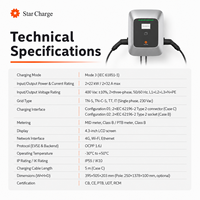 Nouvelle borne de recharge pour véhicules électriques StarCharge Saturn 44kW Mode 3 AC, compatibilité universelle, câble Type 2, borne de recharge de destination CB UDT