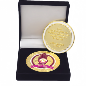 Médaille plaquée or du Qatar, fabrication personnalisée bon marché, pièces de monnaie en métal <span class=keywords><strong>3D</strong></span> plaquées or avec boîte en velours noir - Product Image 3