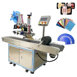 Full Automatic Flat Container Box Bag Plane Labeling Machine Top Label Machine For Packs