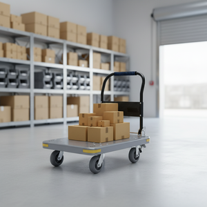 ग्रे नायलॉन ट्रॉली विरोधी डिजाइन भारी लोड क्षमता प्लेटफॉर्म ट्रक भारी शुल्क गोदाम रसद हाथ ट्रक 110*65 सेमी - Product Image 6