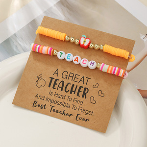 สร้อยข้อมือของขวัญสำหรับครู ลูกปัดตัวอักษรสีสันสดใส รูปผลไม้ เครื่องประดับสำหรับเด็กสำหรับกลับไปโรงเรียน - Product Image 3