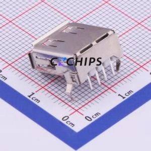U-A-24DD-Y-5 USB Connector Bent Lead Through Hole Connector Type-A USB 2.0 Female Right Angle Insert - Product Image 2