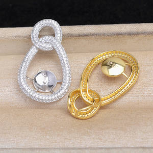 Pendentif de luxe en argent 925, accessoire de bricolage, double boucle, base vide semi-finie 12-14 mm pour bijoux en perles JG5861 - Product Image 2