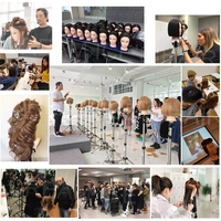 Tête de mannequin pour femmes, cheveux humains bouclés, pour la formation en coupe, tressage, coiffage et modélisation - Cheveux naturels