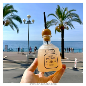 Patron Reusable Clear Unbreakable Plastic <strong>Mini</strong> Liquor <strong>Bottles</strong> 12oz/375ml Customizable Color &amp; Logo Country Style Party Favors - Product Image 1