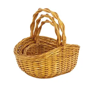 Cheap柳籐Flower/Fruit Basket Natural色ショッパー籐バスケット